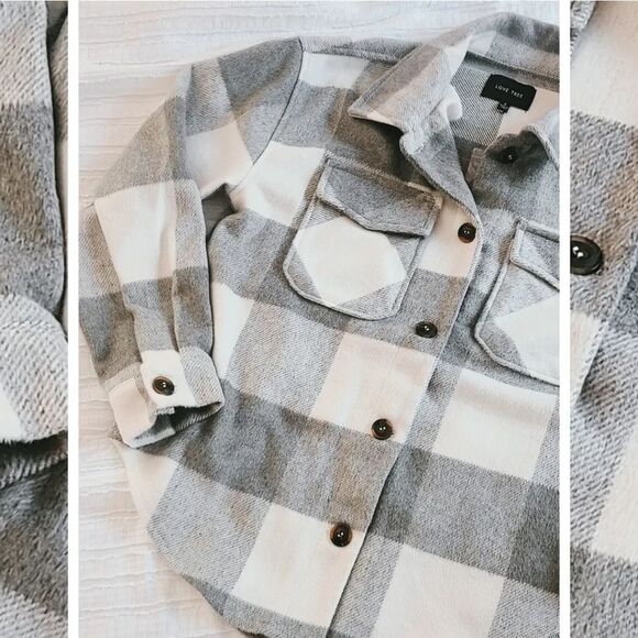 🤎🍂Everlasting Fall Collection// Grey plaid Shacket - Picture 1 of 7